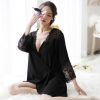 New Style Large Size Lace Silky Pyjamas PJ014BK