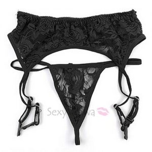 Sexy Panties With Garter & Stocking SKG008BK